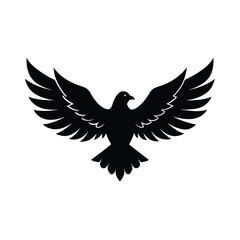 Vector silhouette of celebrating independence day and pigeon flight