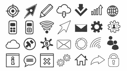 Set of web design icons: symbols, arrows, and home buttons for your website