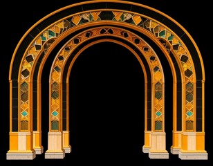 Fototapeta premium Elegant Triple Archway with Ornate Mosaic Tile Design Ideal for Architectural and Design Projects
