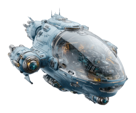 Futuristic spacecraft display sci-fi convention model exhibition view innovation