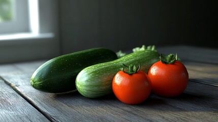 Fresh vegetables on wooden table