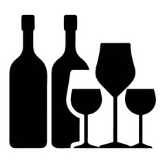 Wine Bottles Silhouette Illustration