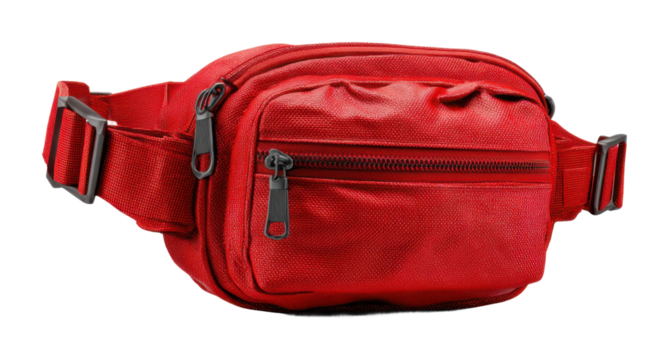 Sporty red fanny pack for active lifestyle urban product flat view fashion concept