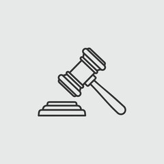 Gavel and sound block icon line art illustration