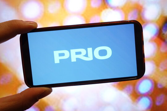 Konskie, Poland - March 14, 2025: Prio SA company logo displayed on mobile phone