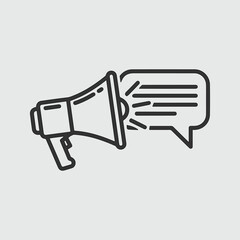 Announcement message megaphone icon illustration