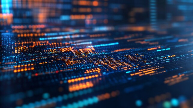 Abstract digital background featuring colorful lines of html and php code on computer screen, modern web development and programming concept, source code interface in technology environment




