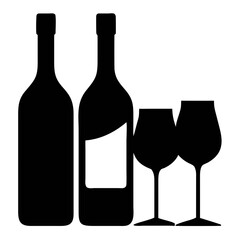 Black and white wine Bottles Silhouette 