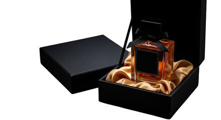 Amber liquid in black box presentation