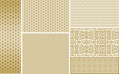 Islamic modern mashrabiya design and vector seamless pattern with geometric shapes