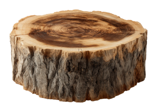 Wooden tree stump display rustic home natural environment view organic concept