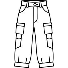 Cargo pants line art vector