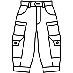 Cargo pants line art vector