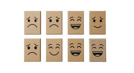 Cardboard box faces show emotions