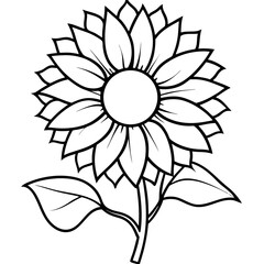 Vibrant Sunflower Illustration on White Background Detailed Floral Design with CMYK Colors and Classic Fonts