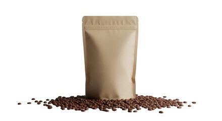 Coffee bag amidst flavorful beans