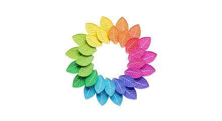 Colorful leaves form a circular wreath