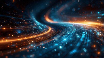 Obraz premium An abstract image showcasing dynamic and colorful light trails swirling through space, evoking emotions of excitement and movement with a vibrant burst of colors.