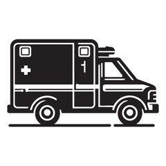 Emergency Ride Ambulance silhouette in motion – Ambulance illustration – Minimalist Ambulance vector – Vehicle silhouette

