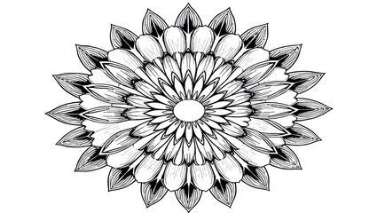 Intricate Black and White Mandala Flower Design