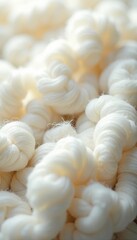 Soft, white wool fibers, delicate texture closeup , winter, airy