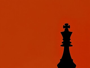 Intriguing chess king silhouette against a captivating terracotta backdrop