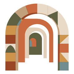 Fototapeta premium Vector illustration of colorful architectural arches in Mediterranean styl