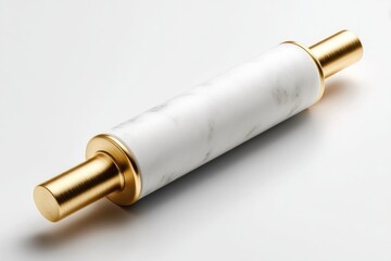 Polished marble rolling pin with gold accents.