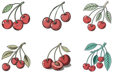 Red Cherries Designs Vibrant and Fresh Cherry Vector Illustrations for Creative Projects
