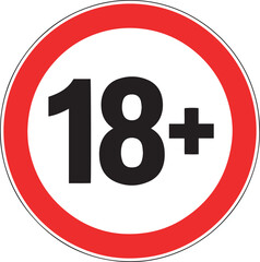 Fototapeta premium Eighteen plus sign red circle adults only symbol