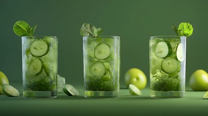 Green juice with fruits and vegetables