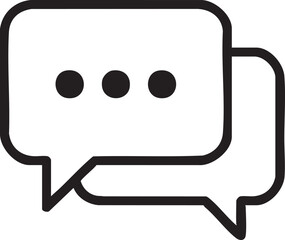 Minimalist Black and White Icon of Two Speech Bubbles with Three Dots Indicating Typing simple