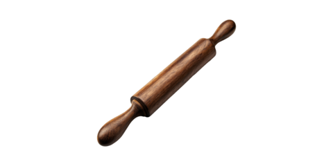 Wooden Rolling Pin For Baking And Cooking. Essential Kitchen Tool For Dough Preparation Isolated On Transparent Background