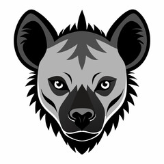 Hyena Head Silhouette Illustration Wildlife Animal Design with Black Shape on White Background for Creative Projects