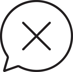 Black Outline of Speech Bubble with an X Inside Representing Error or Deletion simple black
