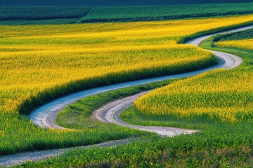 Obraz premium Wine Trail. Summer Path Through Green Vineyard Landscape