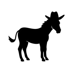 Donkey with a Cowboy Hat Silhouette
