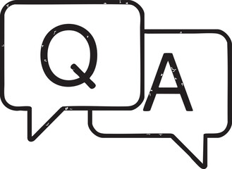 Question and Answer Icon Two Speech Bubbles with Q and A in Black Outline speech