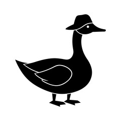 Goose with a Detective Hat Silhouette

