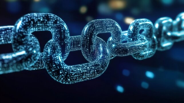 Digital Connectivity Concept Featuring an Intricate Network of Blockchain and Cybersecurity Tech