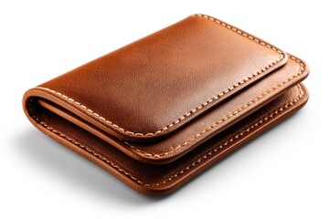 Close-up of a brown leather wallet.