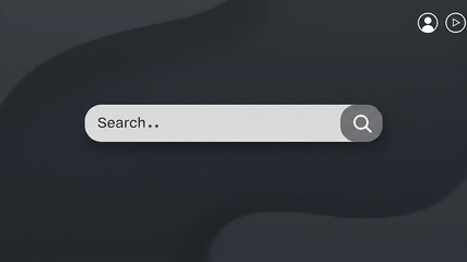 Minimalistic search bar interface on a dark background with subtle waves, ideal for app design