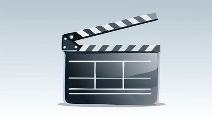 Clapper Board Icon Vector – Minimal Movie Slate Symbol for Film and Video Production