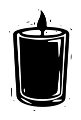 lit prayer candle in minimalist black and white style