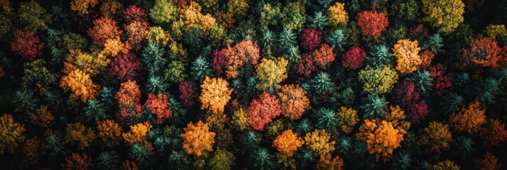 Vermont Forest. Aerial Panorama of Groton National Forest Showing Vibrant Autumn Colors