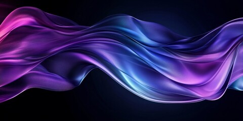 Abstract Fluid Background with Flowing Satin Waves in Blue and Purple, Futuristic Design