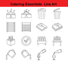 Catering Essentials – Minimalist Line Art Icon Set. 