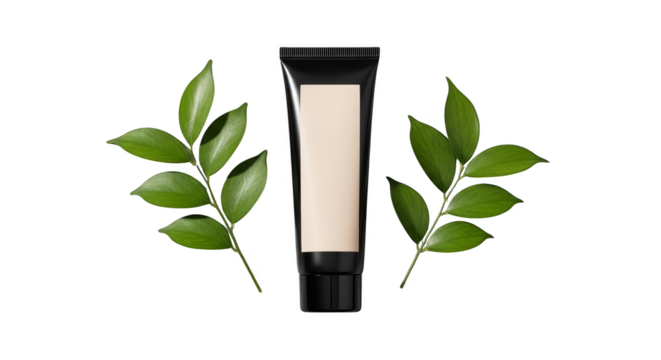 Cream tube embraced by verdant sprigs