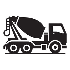 Bold Frame Cement Mixer silhouette – Cement Mixer illustration – Minimalist Cement Mixer vector – Vehicle silhouette

