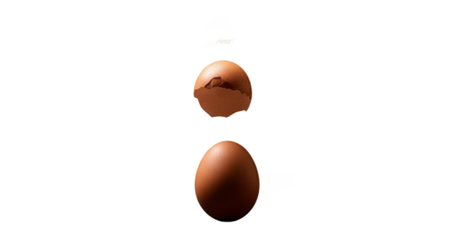 Deconstructed egg shell above its source